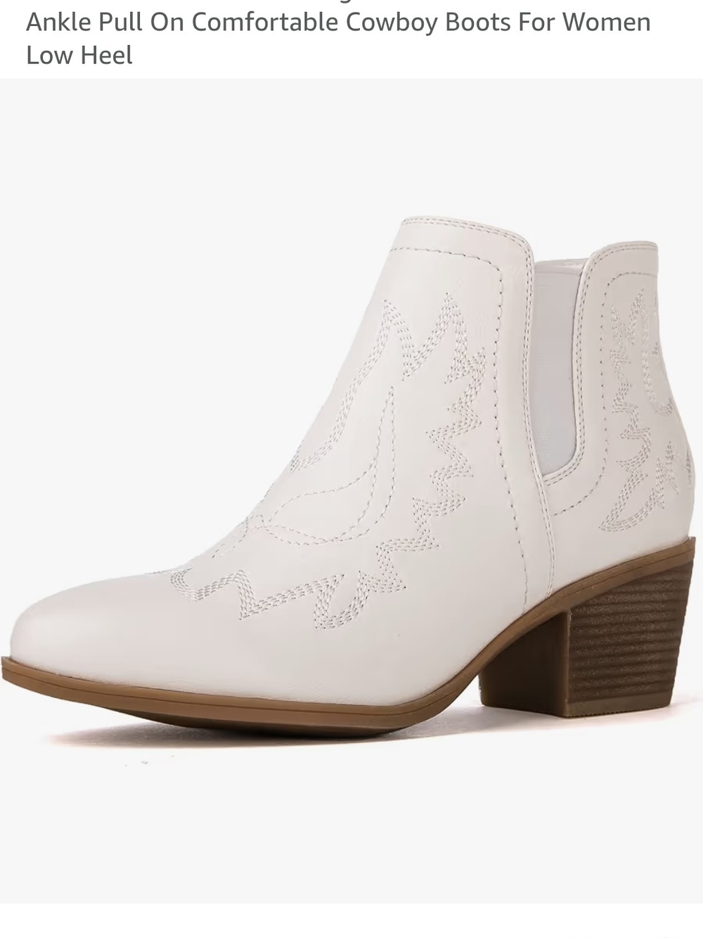White Ankle Pull-On Cowboy Boots for Women - Sixe 8